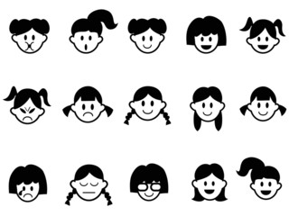 girls emotion face icons