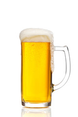 Glass of beer on white background