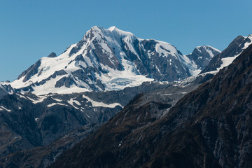 snow covered alpine peaks in Southern Alp, New Zealand