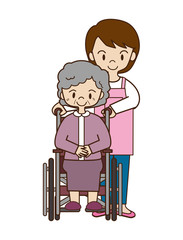 介護士と高齢者（女性）