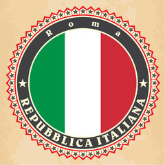 Vintage label cards of  Italy flag