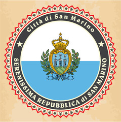 Vintage label cards of  San Marino flag