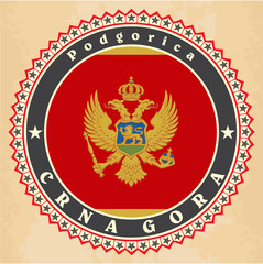 Vintage label cards of  Montenegro flag.