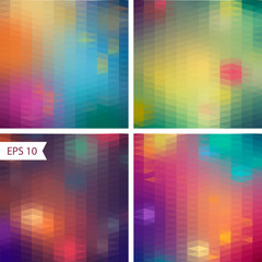 Abstract optic effect colorful triangle pattern set.