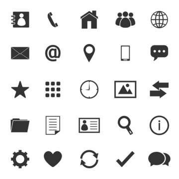 Contact icons on white background