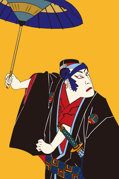 豊原周延 助六 市川団十郎のイメージイラスト