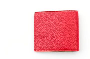 red leather wallet isolated white background