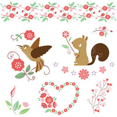 floral frames and graphic elements