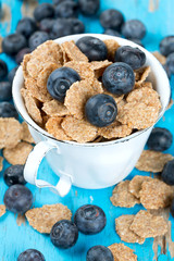 bran flakes and blueberries