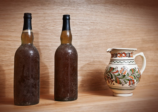 Two old wine bottles