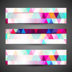 Fototapeta premium Beautiful mosaic colorful creative three header texture set vect