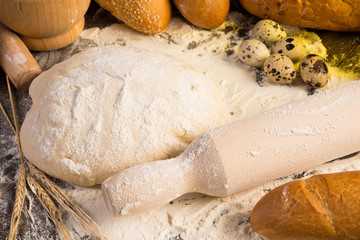 flour, eggs, white bread, wheat ears