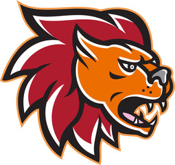 Angry Lion Big Cat Head Side