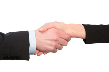 Fototapeta na wymiar businessb handshake isolated on white background