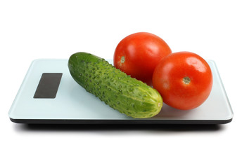 Vegetable on electronic scales