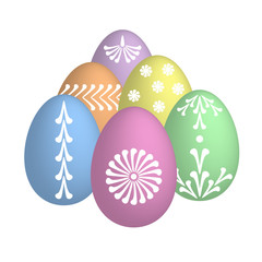 easter eggs with floral motive in pastel colors