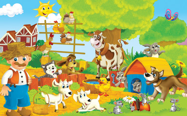 Fototapeta na wymiar Cartoon farm - illustration for the children