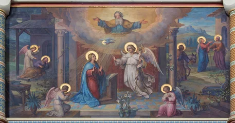 Fotobehang Vienna - Annunciation fresco in Carmelites church © Renáta Sedmáková