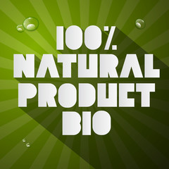 Hundred Percent Natural Product Bio Title on Green Background