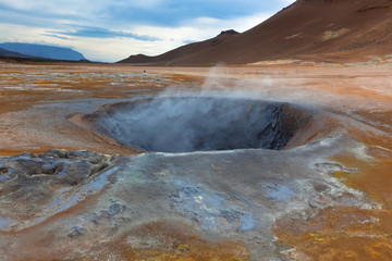 Hot Mud Pots in the Geothermal Area Hverir, Iceland