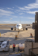 Plane at an airport.