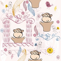 Hand puppet of dolls in puppet theater