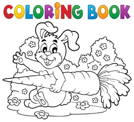 Cercles muraux Pour enfants Livre de coloriage lapin thème 4