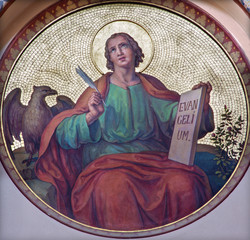 Vienna -  St. John the Evangelist fresco in Carmelites church