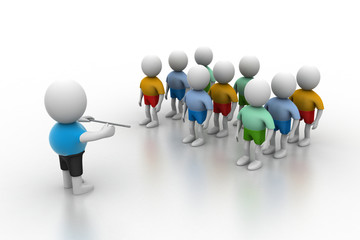 Leader speaking to audience. 3d rendered illustration.