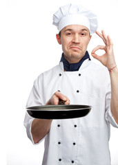 chef holding pan