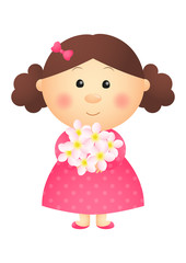 Fototapeta premium Cute girl with floral bouquet