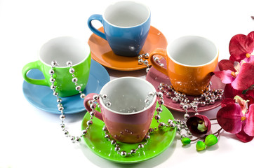 composition with cups and plates