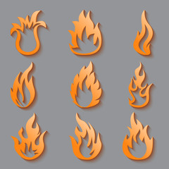 Fire flames. Collage.