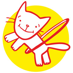 cat jumps into the hula-hoops