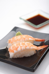 shrimp sushi isolated in white background