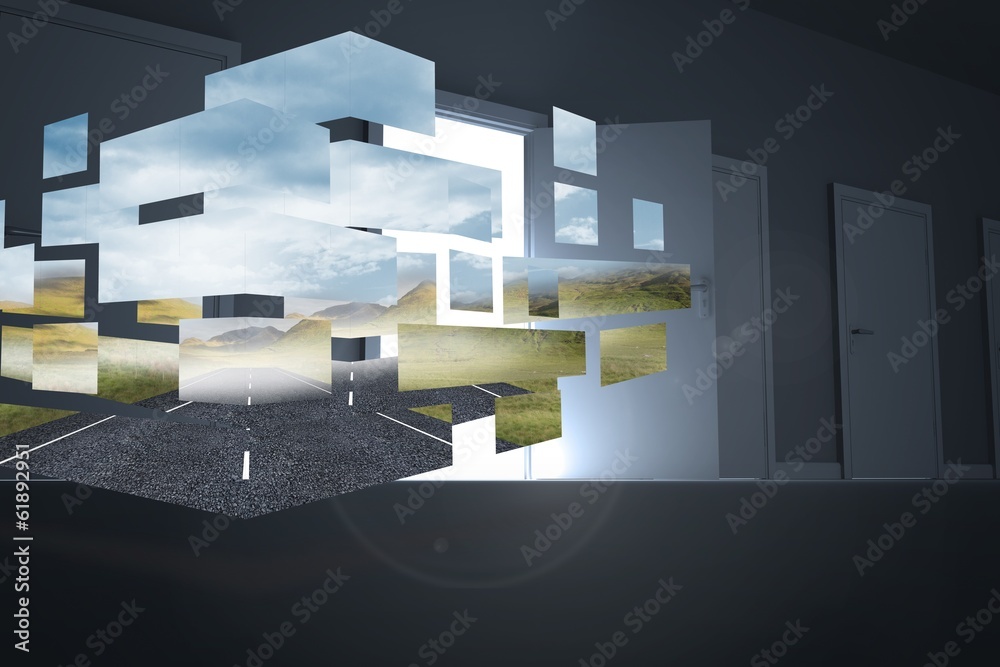 Poster Composite image of open road on abstract screen