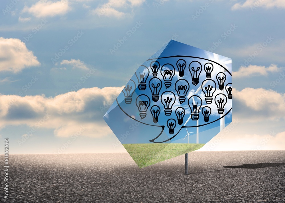 Poster Composite image of light bulbs in speech bubble on abstract