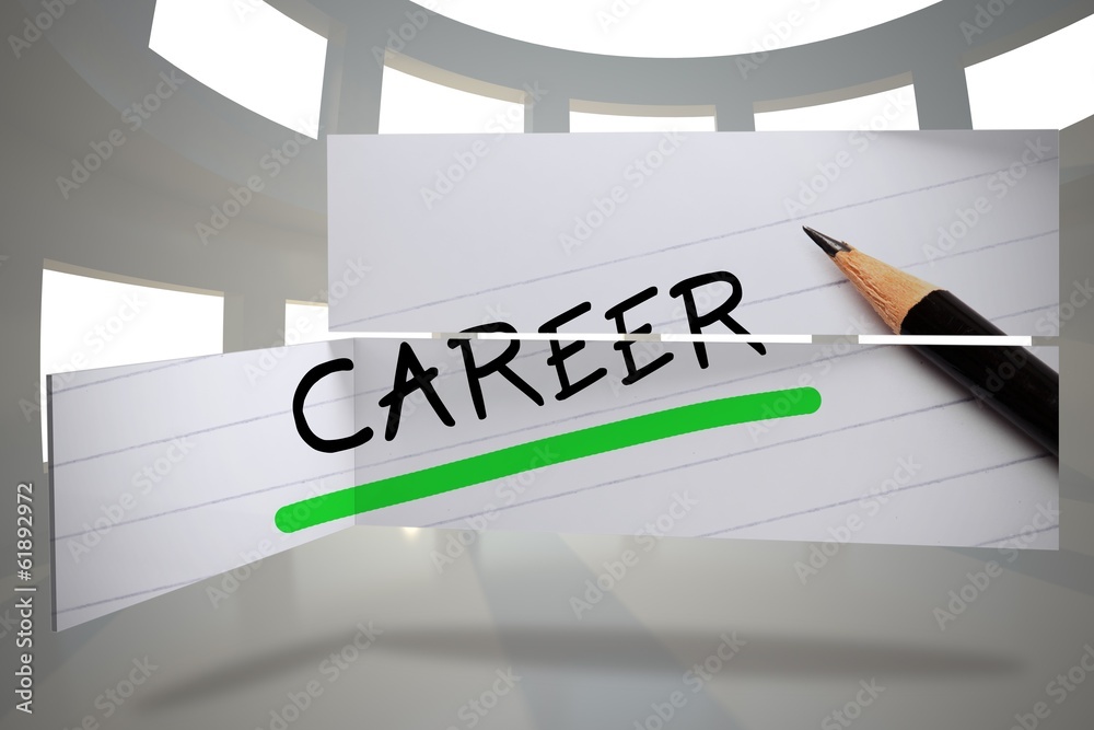 Poster Composite image of career in handwriting on abstract screen