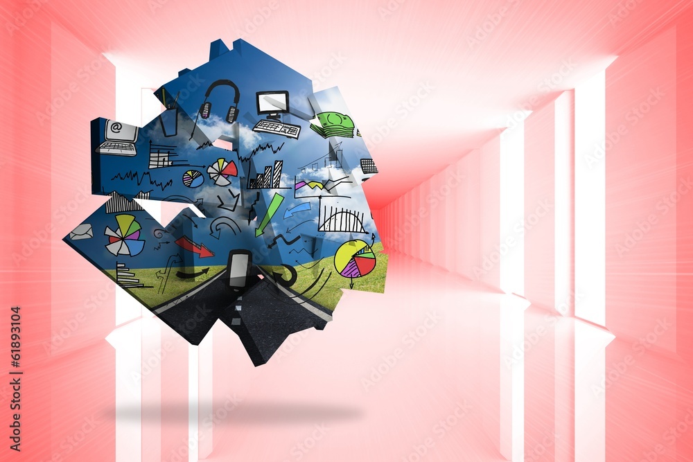 Poster Composite image of media brainstorm on abstract screen