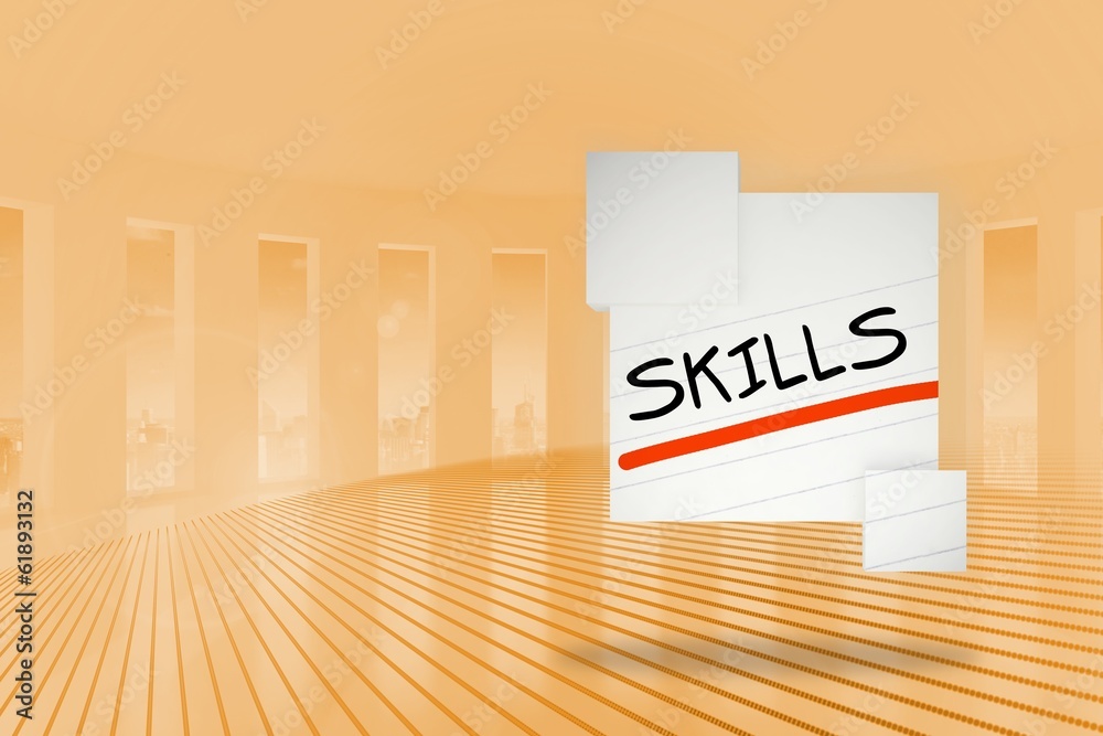 Poster Composite image of skills in handwriting on abstract screen