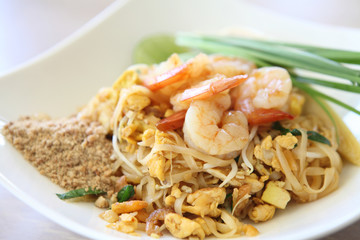 Thai food padthai fried noodle with shrimp