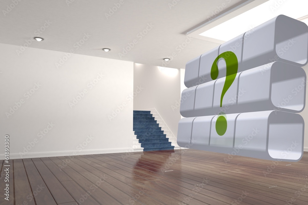 Poster Composite image of question mark on abstract screen