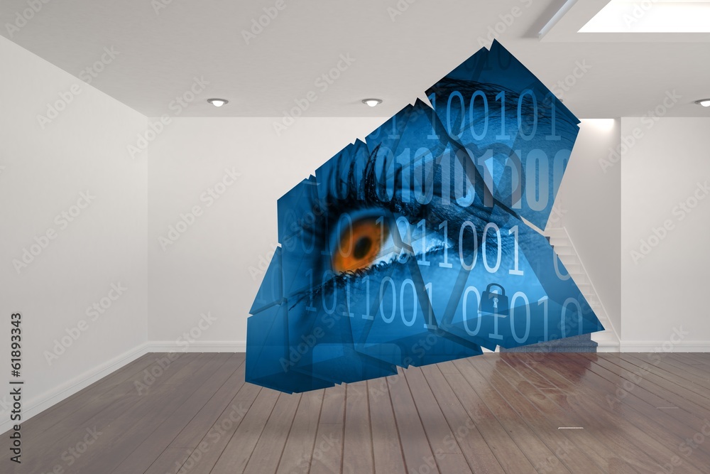 Leinwandbilder Composite image of eye and binary code on abstract screen