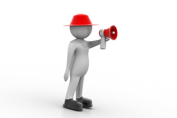 3d man making announcement over loudspeaker