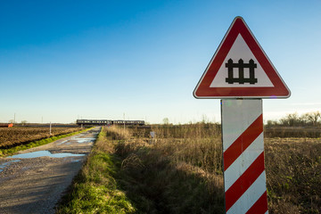 train passing at the railroad crossing