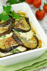Baked Aubergine with mozzarella and tomatoes