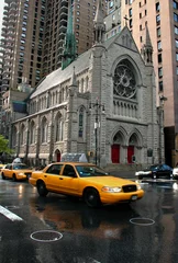 Crédence de cuisine en verre imprimé New York Eglise d& 39 angle