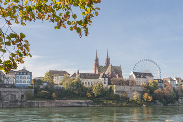 Basel, Altstadt, Rhein, Kirche, Münster, Herbsttag, Schweiz