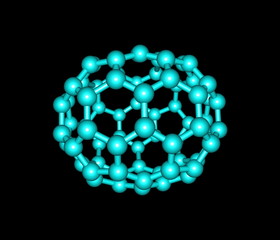 Fullerene molecule illustration isolated on black