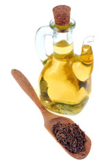 Carafe d'huile de sésame et graines de sésame